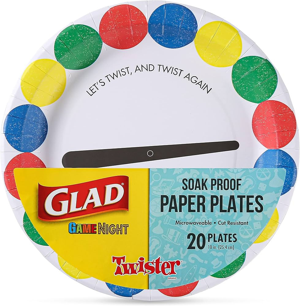 Glad Game Night Twister Disposable Paper Plates | Soak Proof, Cut-Proof, Microwaveable, Heavy Dut... | Amazon (US)