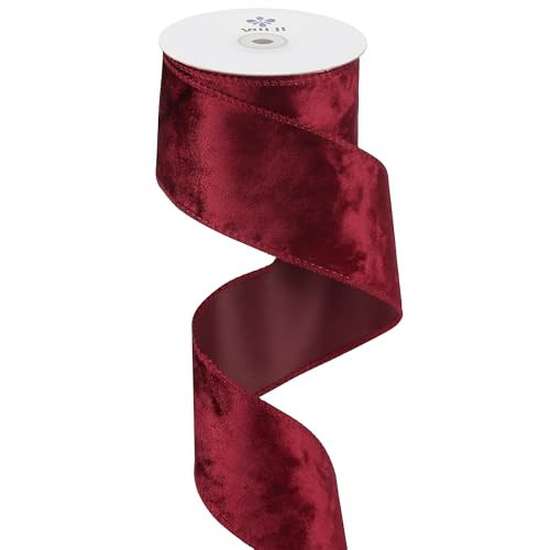 MEEDEE Burgundy Velvet Ribbon 2.5 Inch Velvet Wired Ribbon Crushed Velvet Christmas Ribbon 10 Yards Burgundy Christmas Ribbon for Christmas Tree Decoration, Wreath Supplies, Crafts Bow Making | Amazon (US)