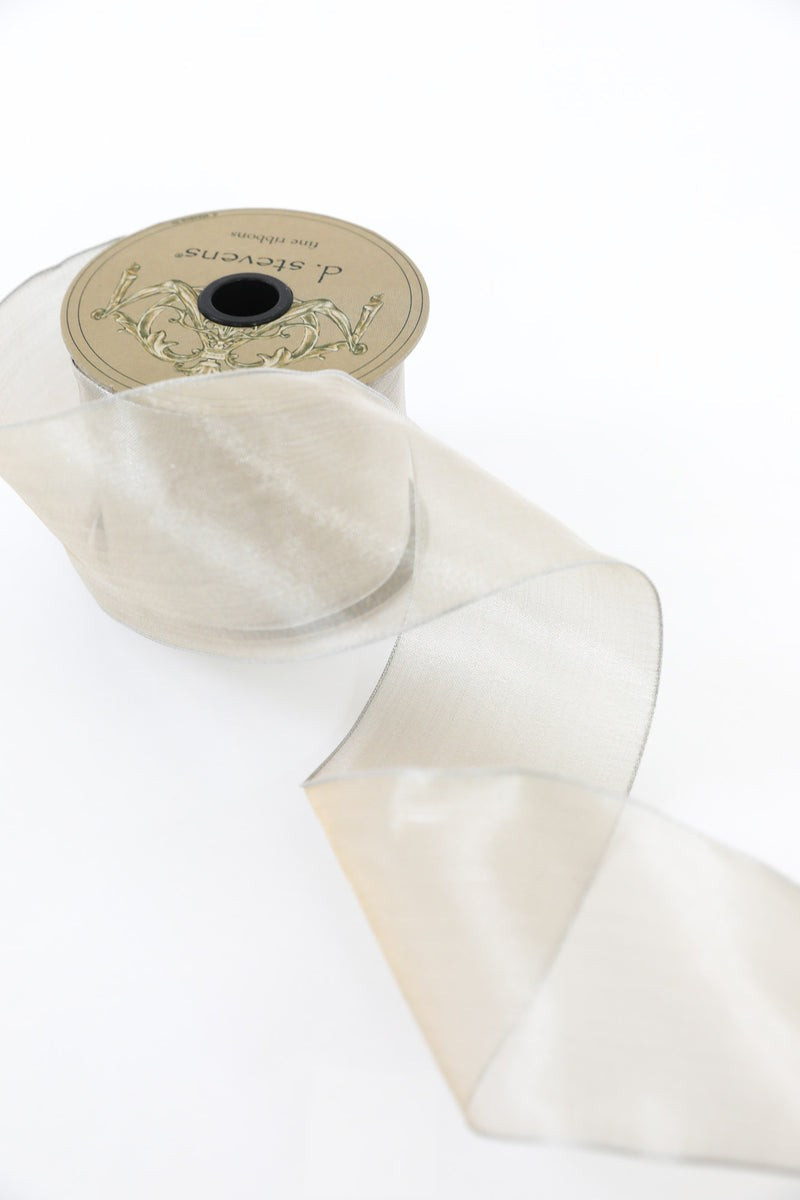 Champagne Metallic Mesh Holiday Ribbon | Jansen Home