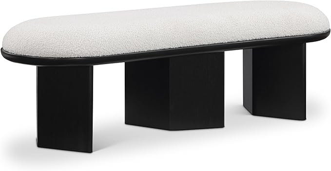 Meridian Furniture Wilshire Collection Art Deco Bench with Luxurious Boucle Fabric and Rich Solid... | Amazon (US)