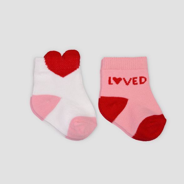 Baby Girls' 2pk Heart Crew Socks - Just One You® made by carter's Red | Target