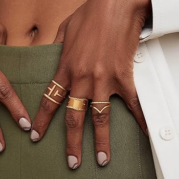 Gold Plain Band Ring for Women Twisted 14K Gold Plated Minimalist Stack Wide Irregular Finger Jew... | Amazon (US)