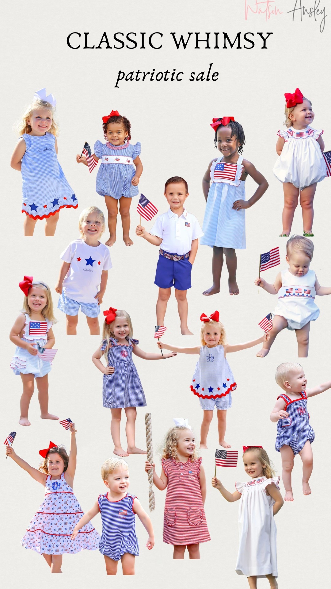 Shop classic whimsy’s patriotic sale for the little boys and little girls in your life!

Red | white | blue | patriotic | Fourth of July | 4th | toddler | baby | kids | summer | vacation

#LTKKids #LTKBaby #LTKStyleTip