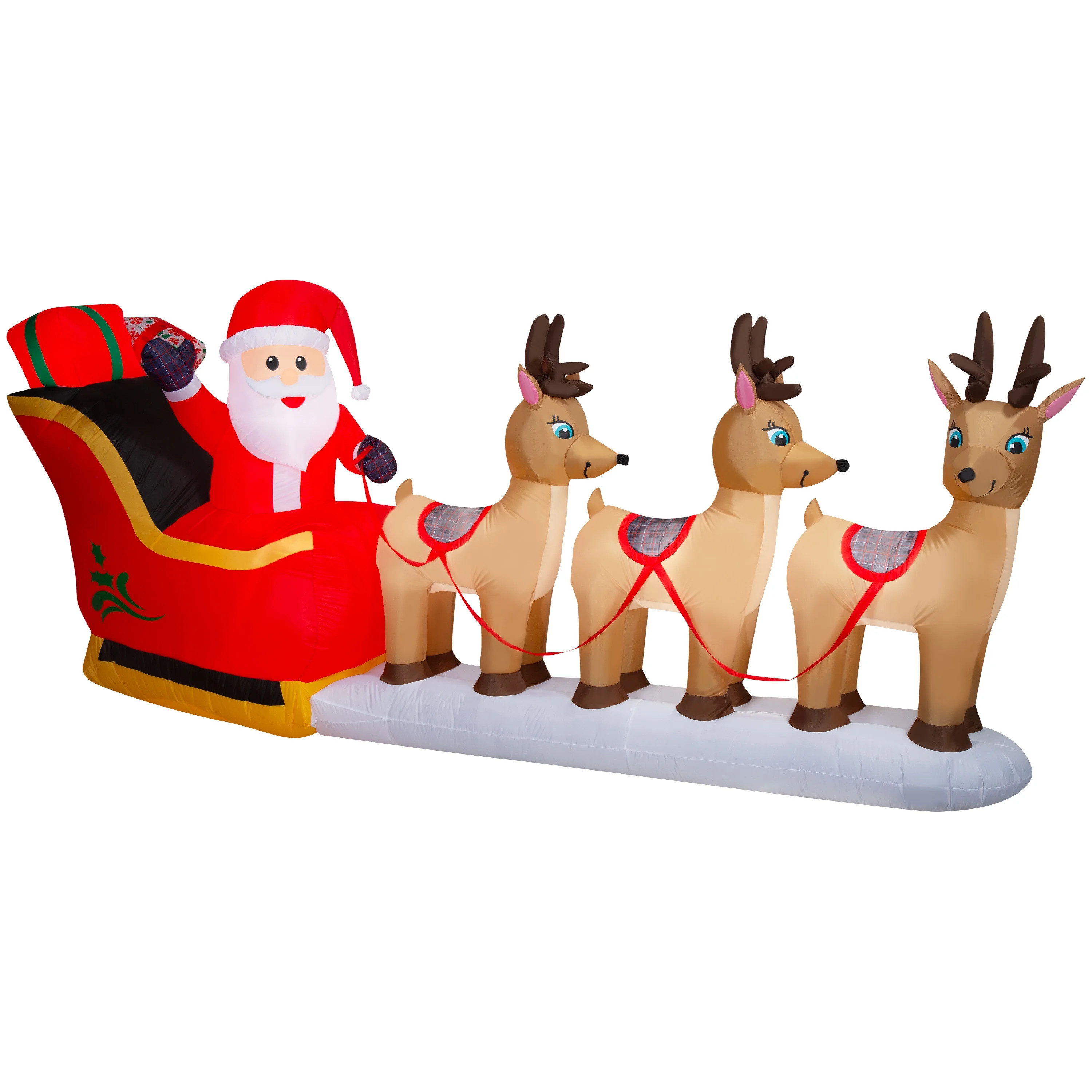 Airblown Inflatables Christmas 12 Foot Santa in Sleigh with Reindeer Scene | Walmart (US)