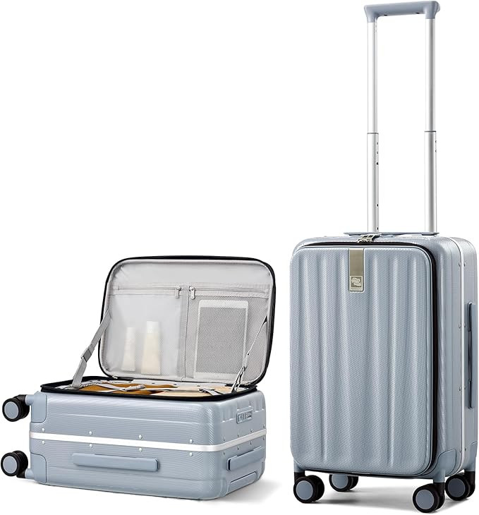Hanke 20 Inch Carry On Suitcase PC Hardshell Luggage Top Open Aluminum Frame Rolling Suitcases wi... | Amazon (US)