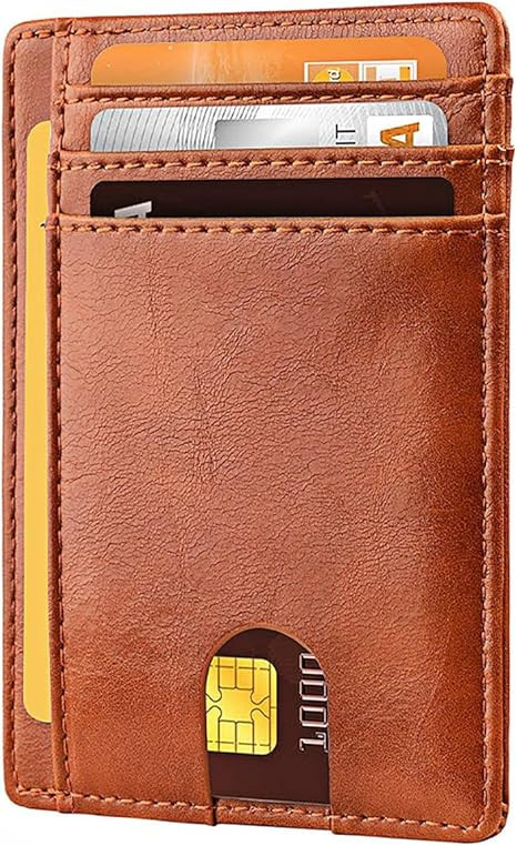 RFID Blocking Slim Leather Wallet - Front Pocket Minimalist Design for Men & Women Alaska brown | Amazon (US)