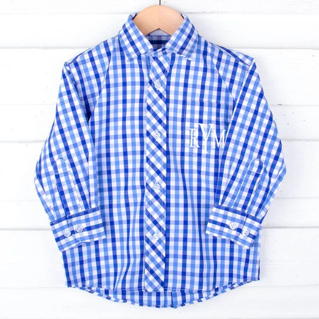 Summer Time Blue Gingham Button Down Shirt | Classic Whimsy