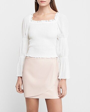 Smocked Square Neck Top | Express