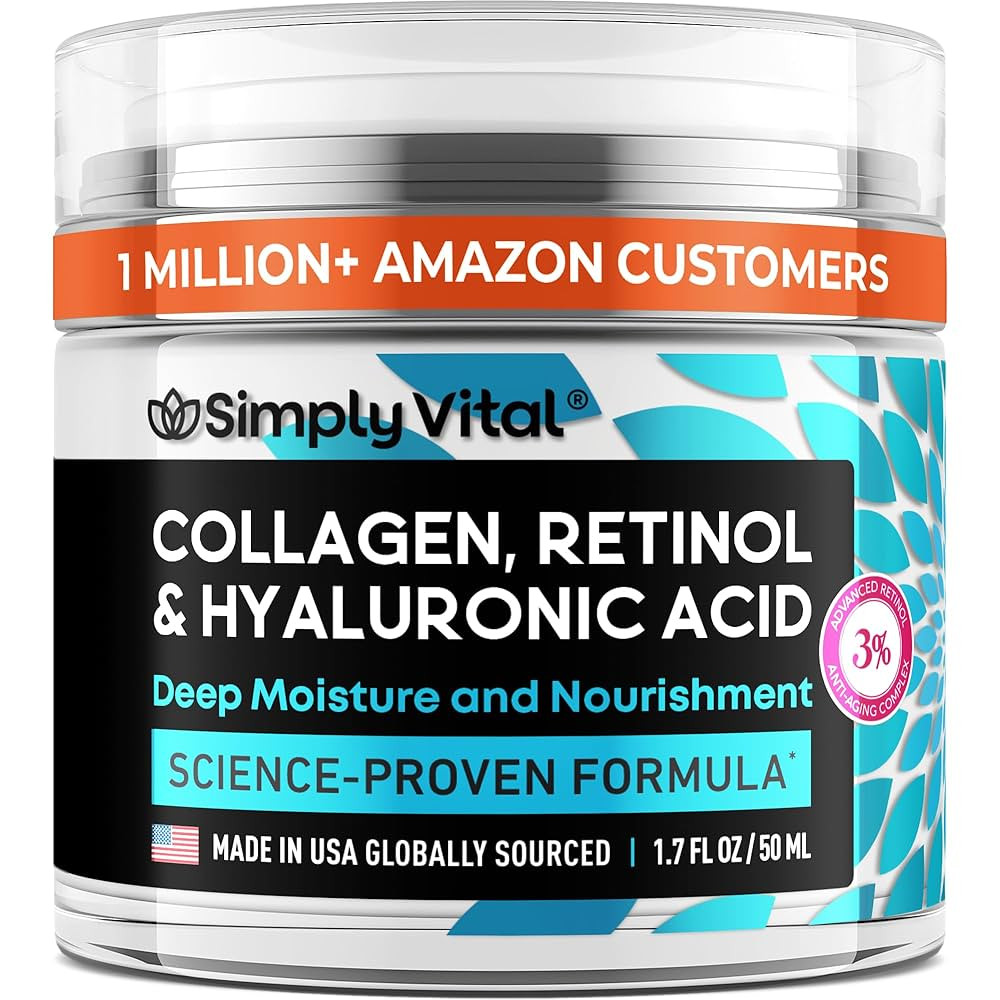 SimplyVital Collagen, Retinol & Hyaluronic Acid Cream - Anti-Aging Face Moisturizer for Face, Fir... | Amazon (US)