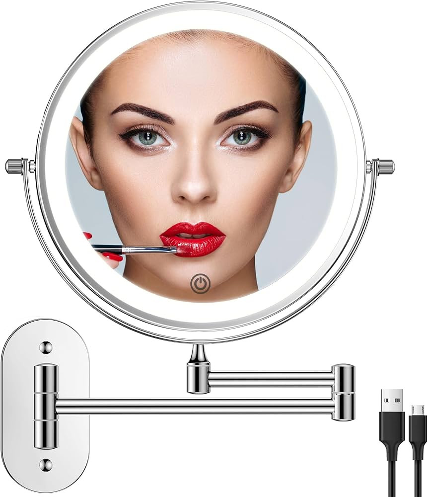 FUNTOUCH 5000mAh Rechargeable Wall Mounted Lighted Makeup Vanity Mirrors, Double Sided 1X 30X Mag... | Amazon (US)