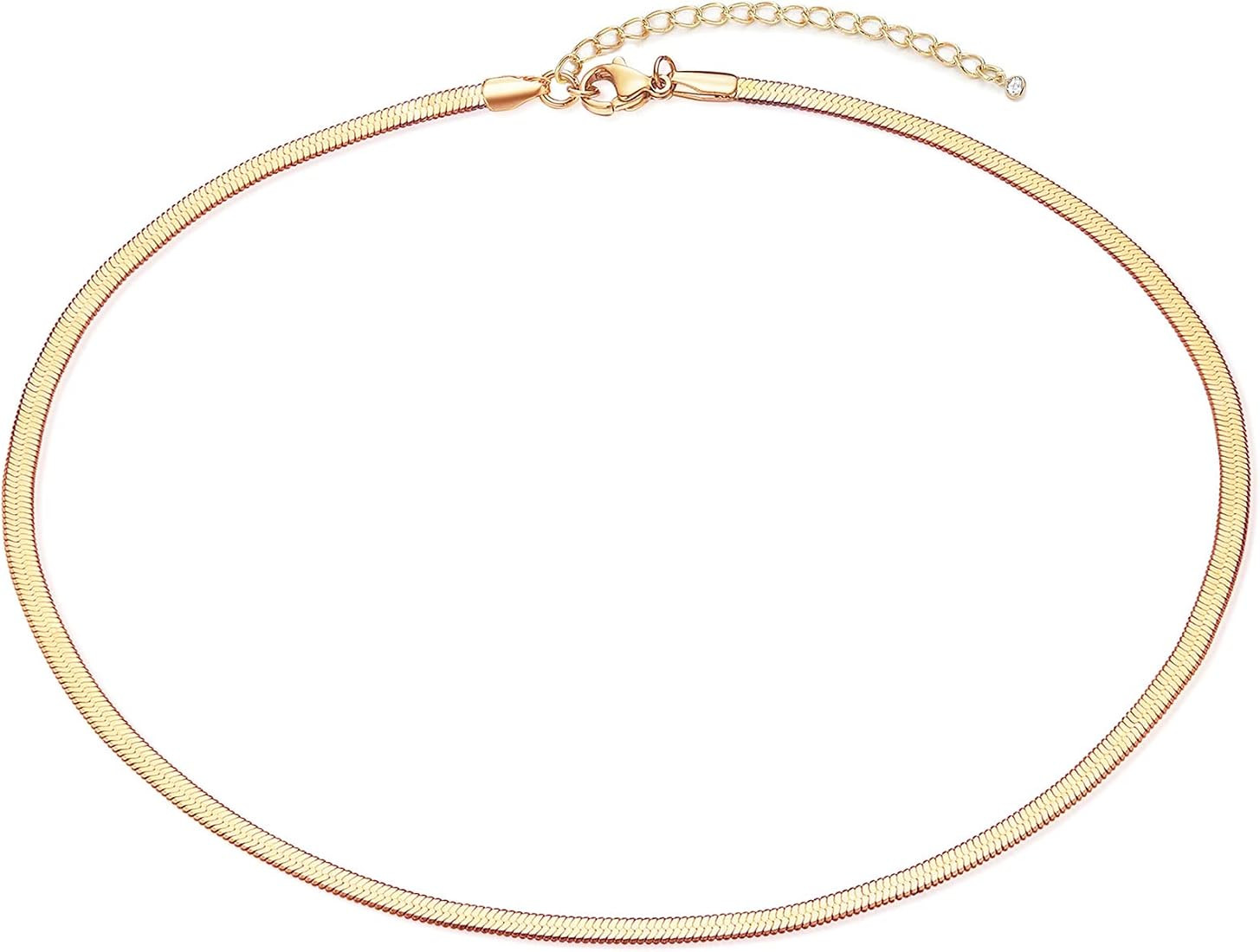 Ava Riley Minimalist Necklace Dainty Karma Chokers Necklace 14K Real Gold Plated Chain for Women | Amazon (US)