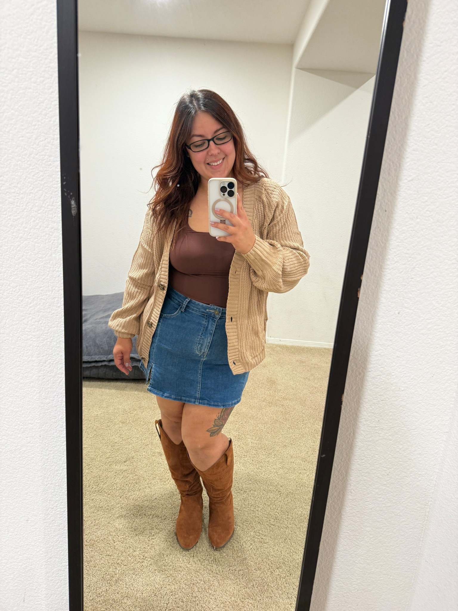 Mom approved casual date night outfit idea! Going out on a casual date with your partner? Try this cute, but comfortable outfit idea. This outfit is versatile - allowing it to be dressed up of down, pair it with a knit cardigan or blazer; pair it with knee high boots or wedges. Plus, it’s a denim skort with built in shorts for extra comfort and protection!

#LTKmomlife #LTKgrwm #LTKootd