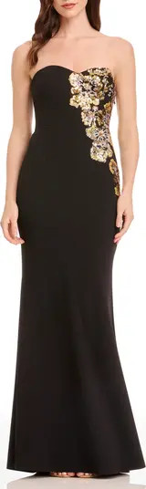 Tiana Placed Beaded Floral Strapless Mermaid Gown | Nordstrom