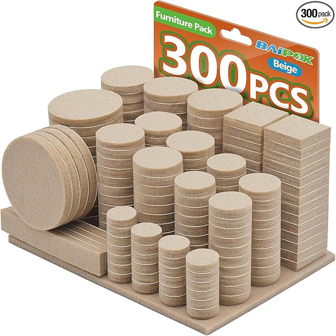 Furniture Pads 300 Pack Premium Furniture Felt Pads (Beige), Huge Quantity Self Adhesive Anti Scr... | Amazon (US)