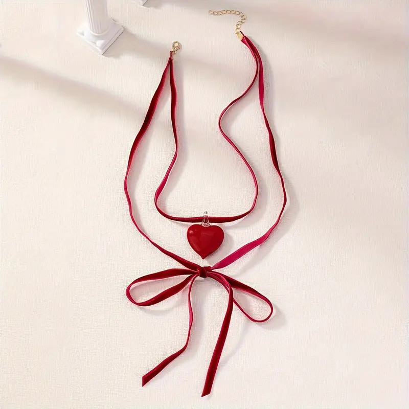 Glass Heart Pendant Velvet Bow Choker Necklace Holiday Style - Temu | Temu Affiliate Program