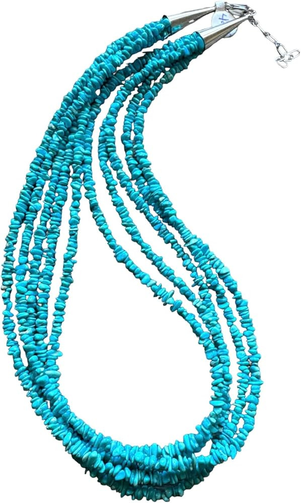 925 Sterling Silver Multi Strand Blue Turquoise Pearls Bead Necklace. 20 inch Southwestern | Amazon (US)