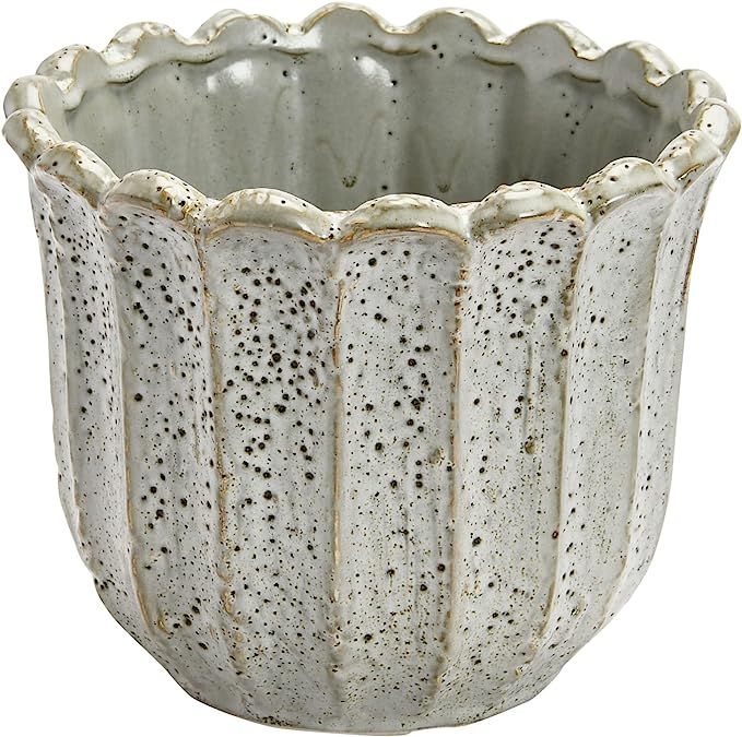 Amazon.com: Bloomingville Creative Co-Op Stoneware Flower Shaped Planter, Antique White Reactive ... | Amazon (US)