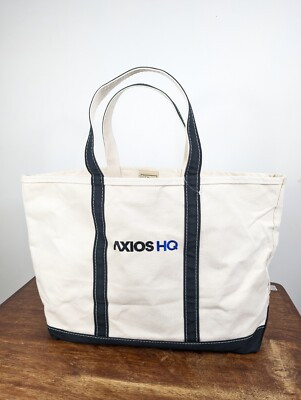 Vintage LL Bean Large Classic Canvas Boat And Tote Bag USA 23" x 13.5" Creme  | eBay | eBay UK