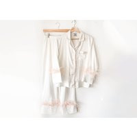 Ostrich Feathers Pajama Set, White Satin Pajamas, Monogram Bride, Bridesmaid Bridal Party Custom Text Pajamas | Etsy (US)