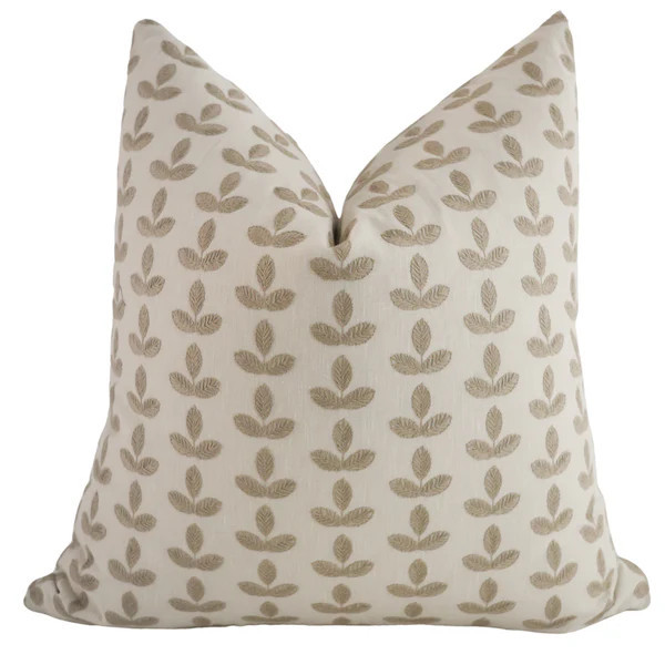 Stitched Leaves Taupe Pillow Cover | Hackner Home (US)