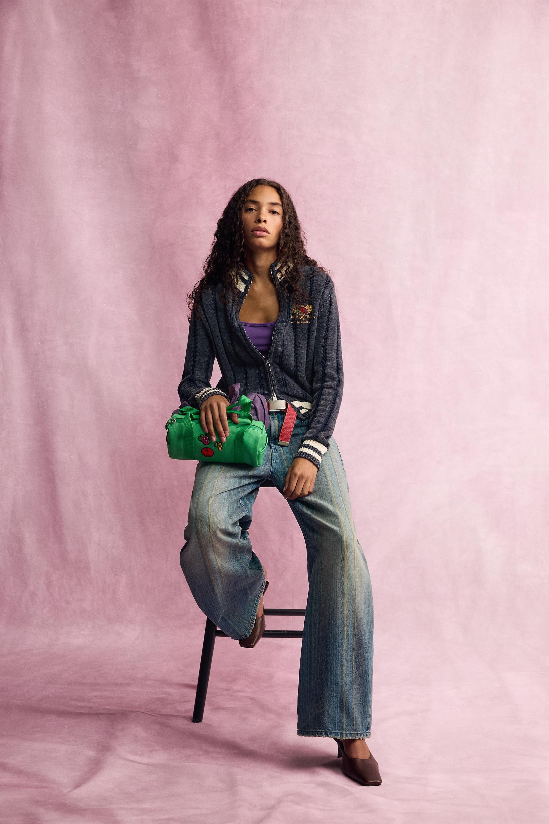 FRUIT OF THE LOOM\u2122 STRIPED BAGGY JEANS | Zara US