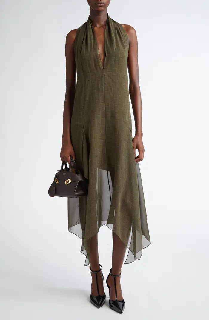 Monogram Print Handkerchief Hem Halter Dress | Nordstrom