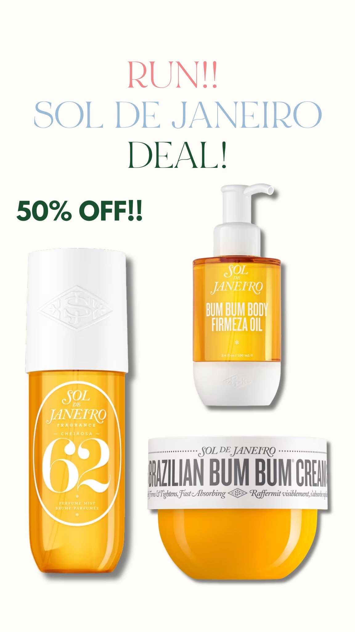Run!! Select Sol de Janeiro items are on deal now for 50% off!! Grab this deal while you can!!

#LTKselfcare #LTKgrwm #LTKBeauty