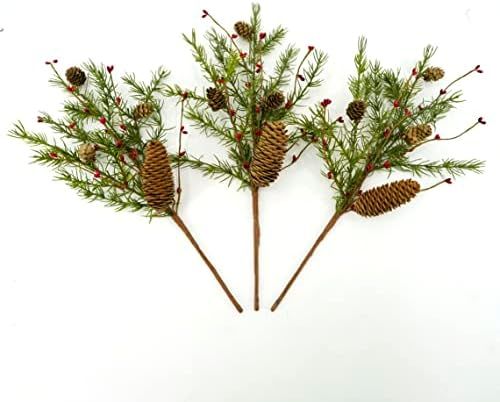 Artificial Christmas Pinecone Picks Winter Pine Needle Stems for Vase Arrangement Wreath Home Hol... | Amazon (US)