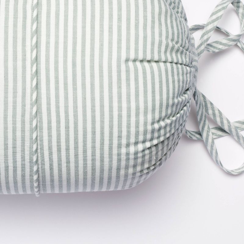 Oversized Bolster Woven Striped with Piping Cylinder Throw Pillow White/Light Teal Green - Thresh... | Target