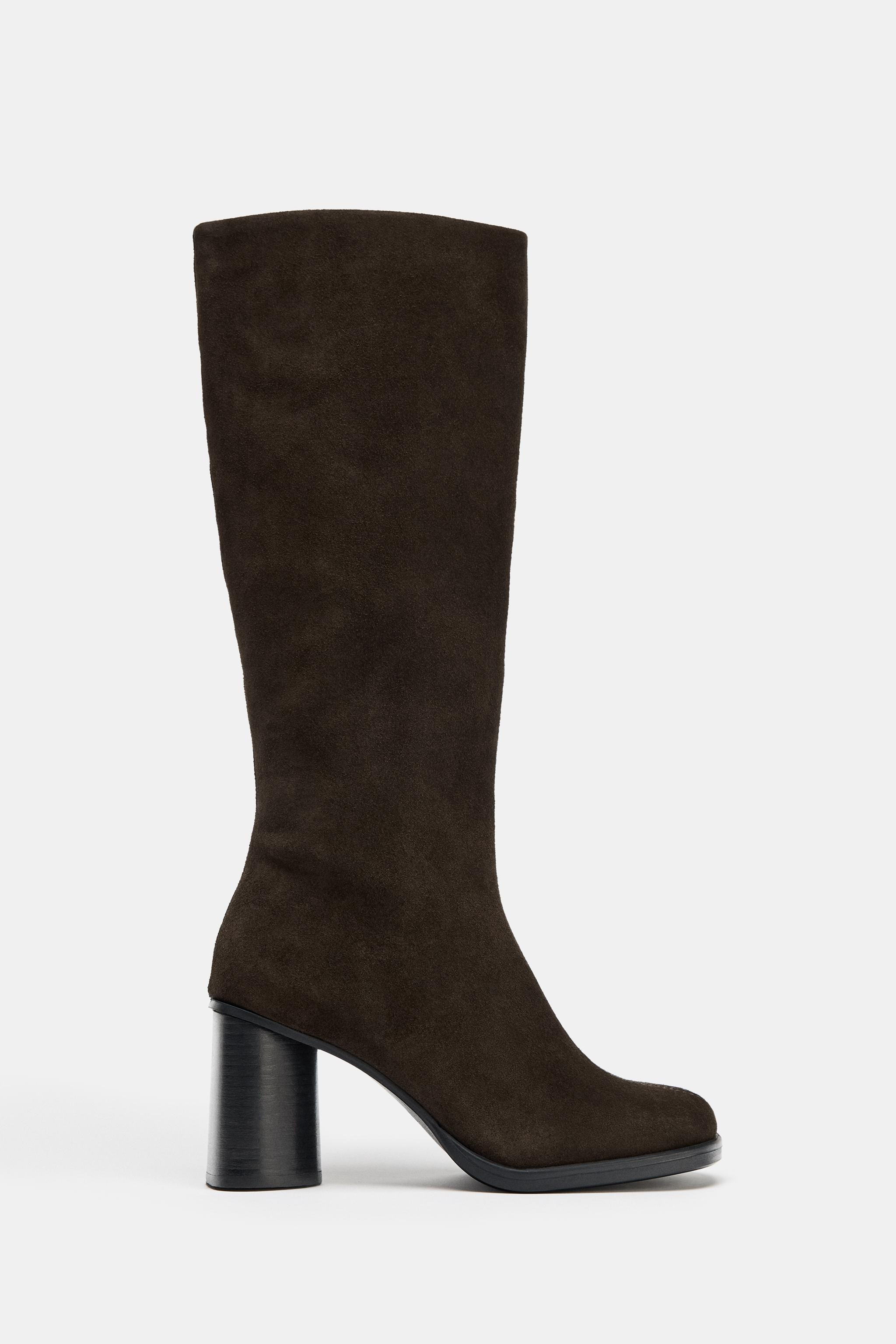 SPLIT SUEDE BOOTS WITH TOPSTITCHING | Zara US