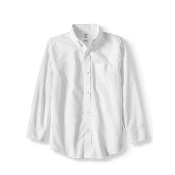 Wonder Nation Boys School Uniform Long Sleeve Button-Up Oxford Shirt, Sizes 4-18 | Walmart (US)