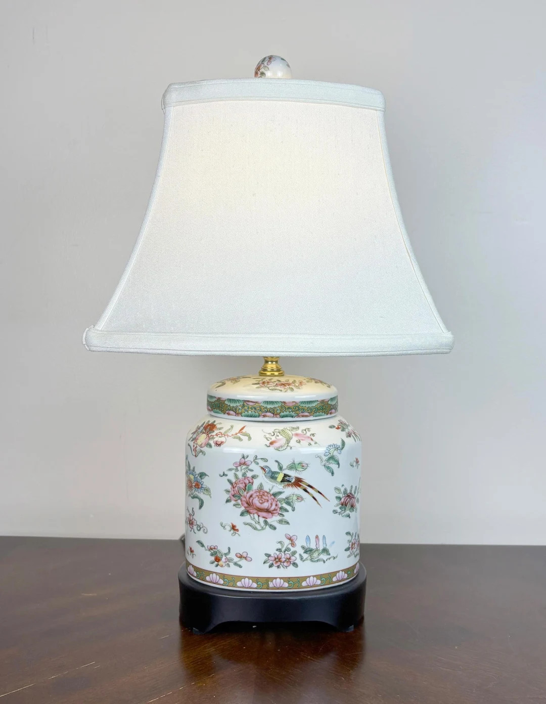 Vintage Rose Canton Porcelain Table Lamp With Birds and Flowers Oriental Decor Lamp - Etsy | Etsy (US)