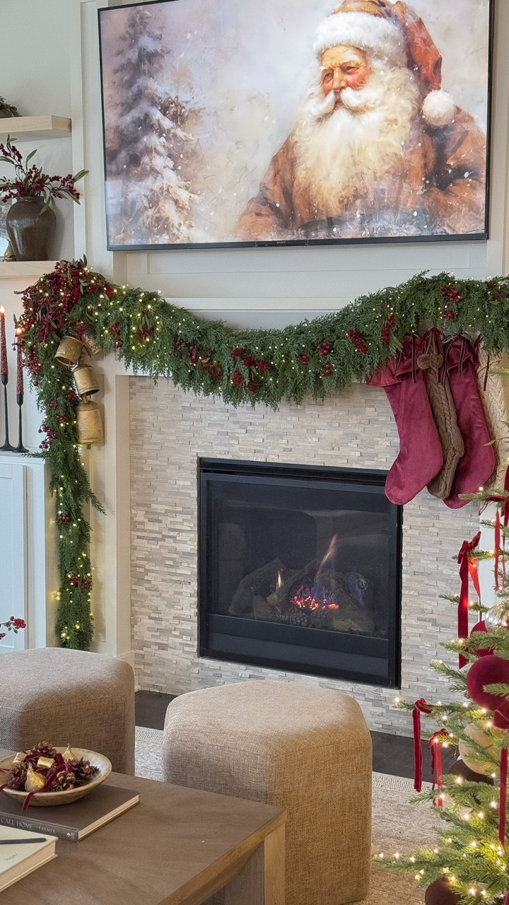 A wild woodsy Berry Christmas mantle. 🍒🎅🏼⛄️🦌
This year’s mantle is all about classic Christmas warmth 🎄I layered rich red berries with soft floral accents and finished it off with tibetan-style gold metal bells for that touch of elegance. Simple, full of texture, and so festive 🤎🔔
.
.
.
.
.
.
#christmasdecor #homedesign #chridtmasdecorations