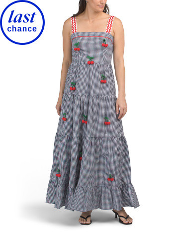 Sleeveless 3d Cherry Gingham Maxi Dress | Casual Dresses  | Marshalls | Marshalls