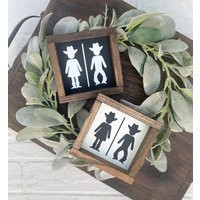 Cowboy Cowgirl Bathroom Sign, Western Restroom Decor | Etsy (US)
