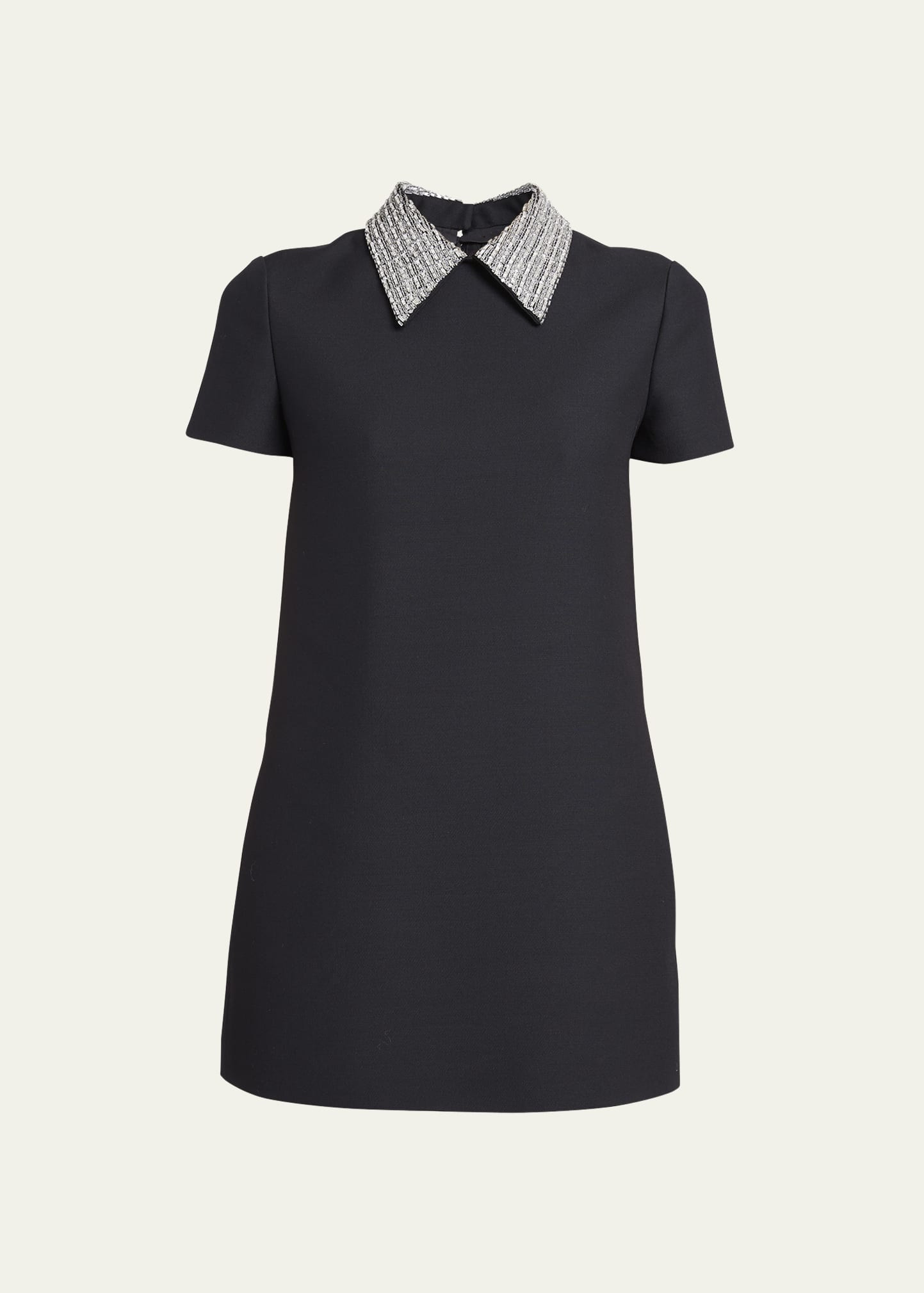 Valentino Garavani Wool Mini Dress with Embroidered Peter Pan Collar | Bergdorf Goodman