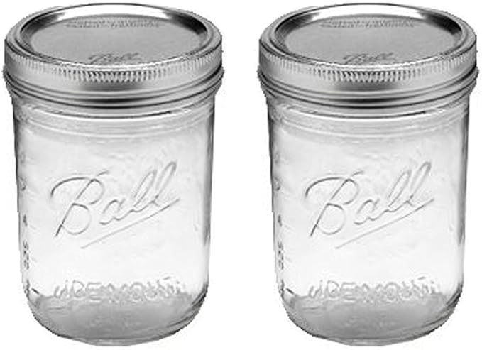 Ball Jar with Lid and Band - Pick Your Size and Color (Clear, Wide Mouth Pint - 16 oz.) Pack Of 2 | Amazon (US)