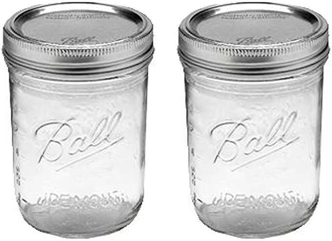 Ball Jar with Lid and Band - Pick Your Size and Color (Clear, Wide Mouth Pint - 16 oz.) Pack Of 2 | Amazon (US)