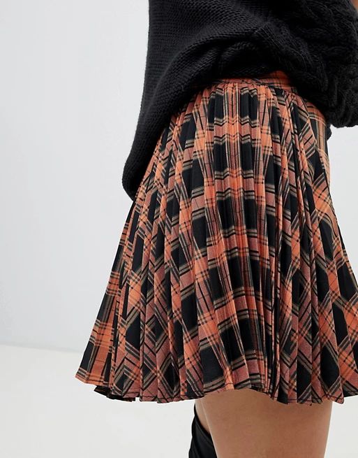 Fashion Union Pleated Mini Skirt In Check | ASOS UK