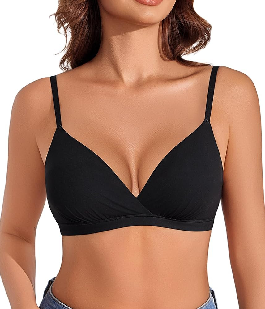 Avidlove Womens Wireless Triangle Bra Sexy Plunge Unpadded Bras Comfortable Mesh Lining Bralette ... | Amazon (US)