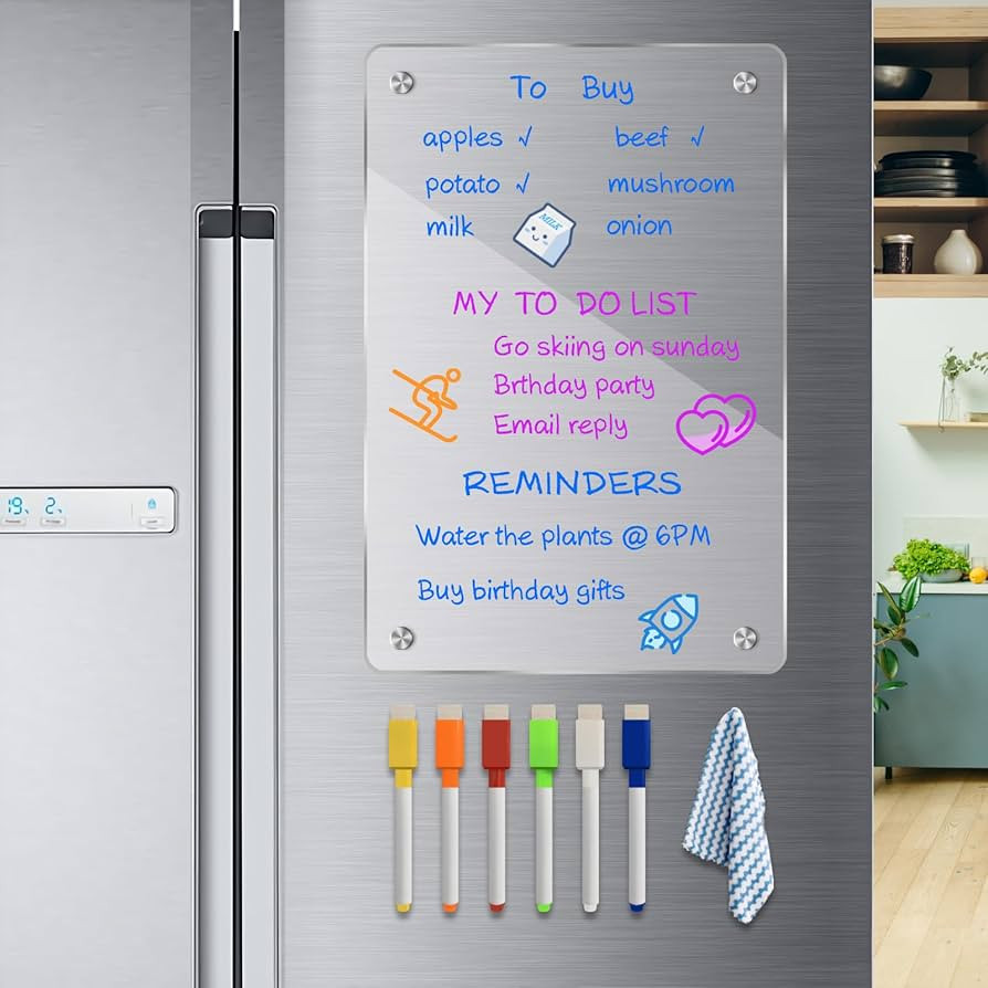 8"x12" Acrylic Magnetic Dry Erase Board for Fridge, Clear Acrylic Magnet Calendar for Refrigerato... | Amazon (US)