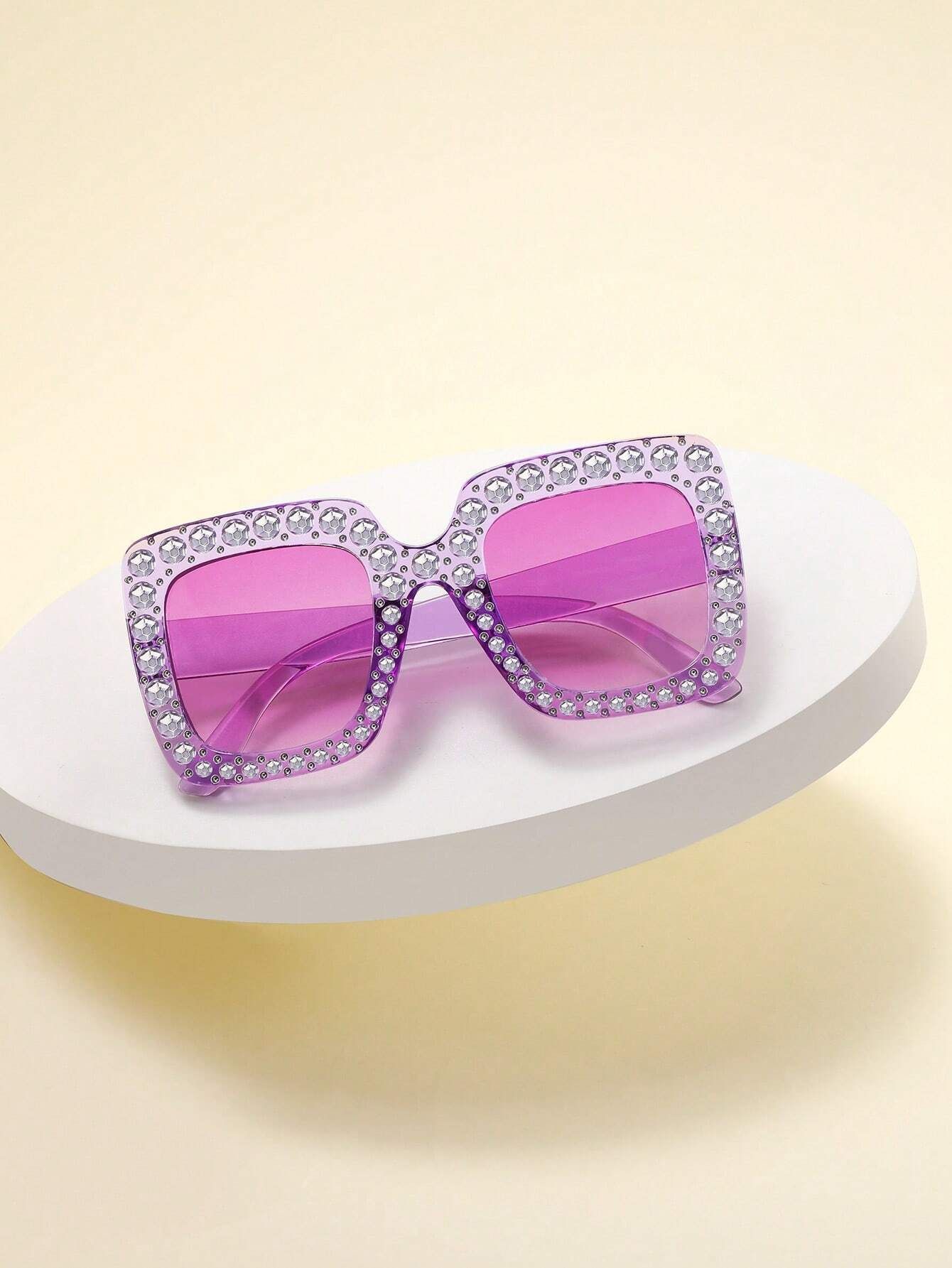 1pair Kids Rhinestone Decor Geometric Frame Fashion Glasses For Daily Life | SHEIN