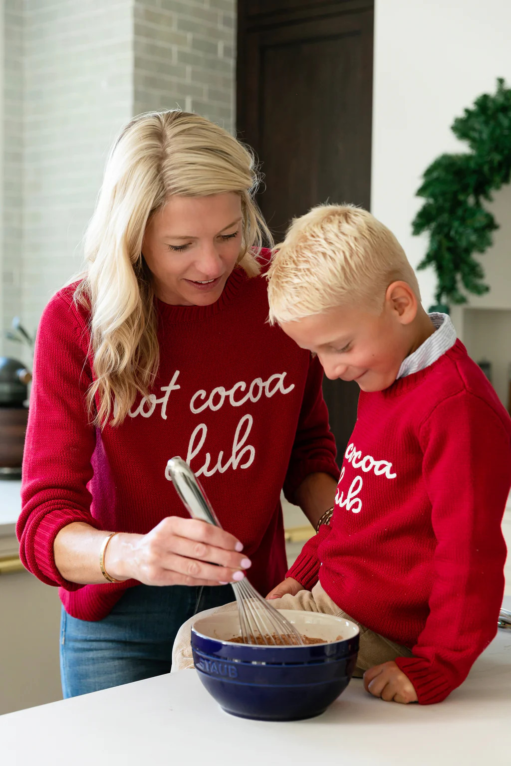 Duffield Lane x Northern Classics Hot Cocoa Club Crew Neck Sweater in Red | Duffield Lane