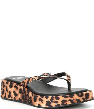 All-That Leopard Print Satin Platform Thong Sandals | Dillard's