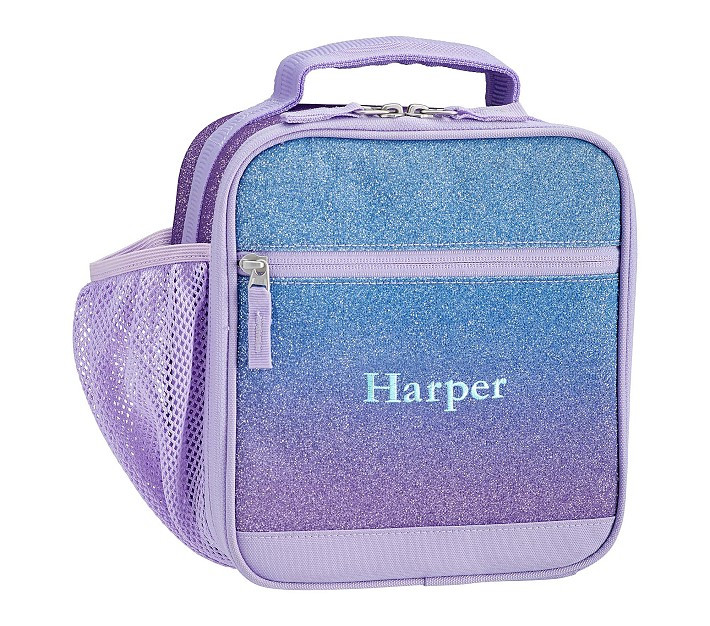 Mackenzie Lavender/Aqua Ombre Sparkle Glitter Lunch Boxes | Pottery Barn Kids