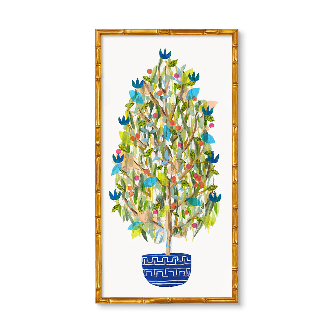 Topiary Blue Panel by Jenny Westenhofer Large Scale Prints | High End Designer Wall Panels | Urban Garden Prints