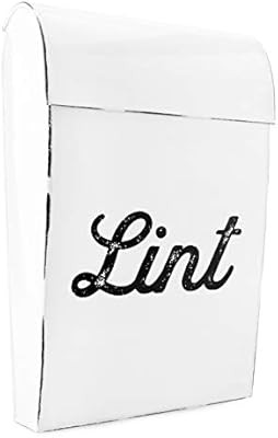 AuldHome Farmhouse Enamelware Lint Holder Bin; Distressed White Laundry Room Decor | Amazon (US)