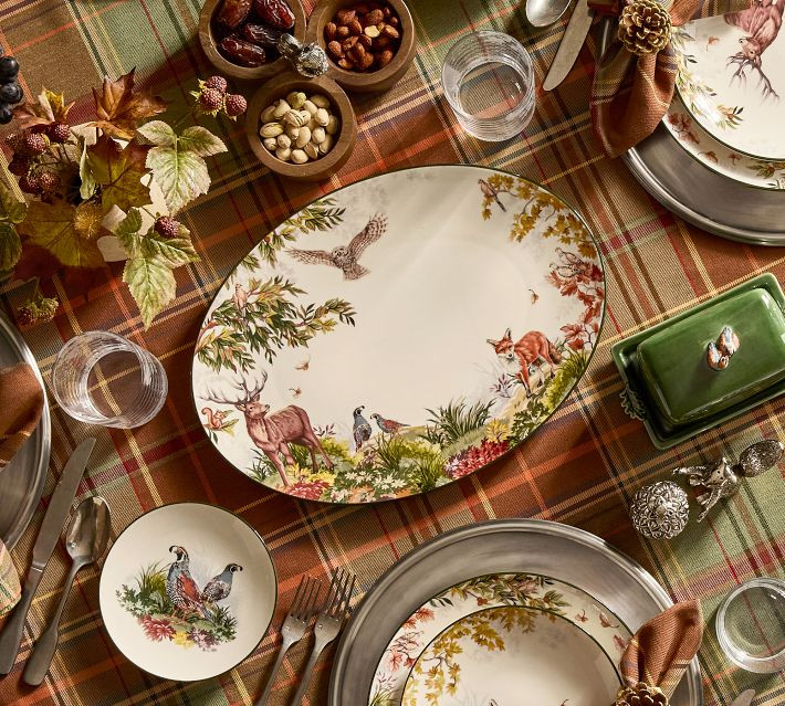 Fantastical Forest Stoneware Oval Serving Platter | Pottery Barn (US)