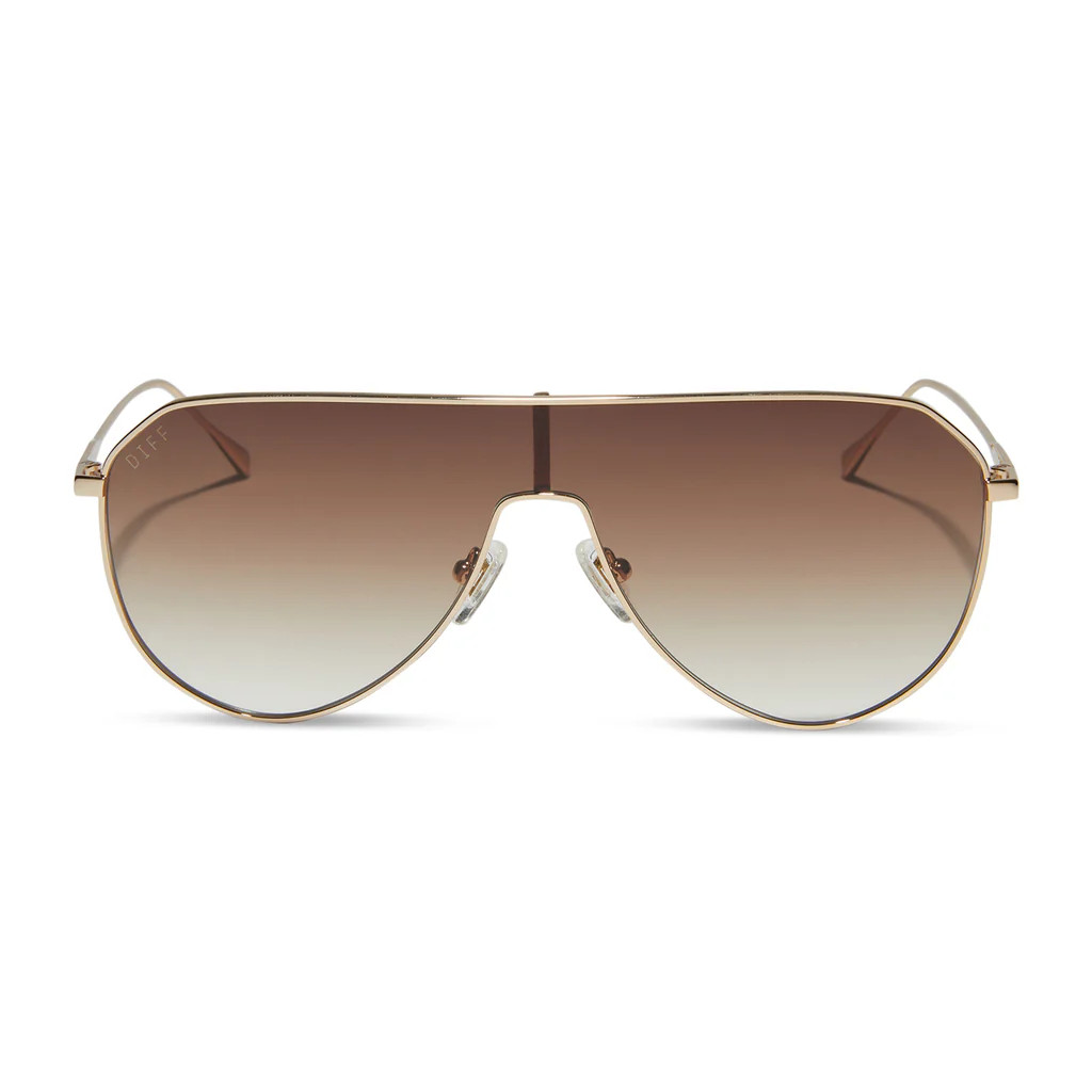 DASH SHIELD - GOLD + BROWN GRADIENT SUNGLASSES | DIFF Eyewear