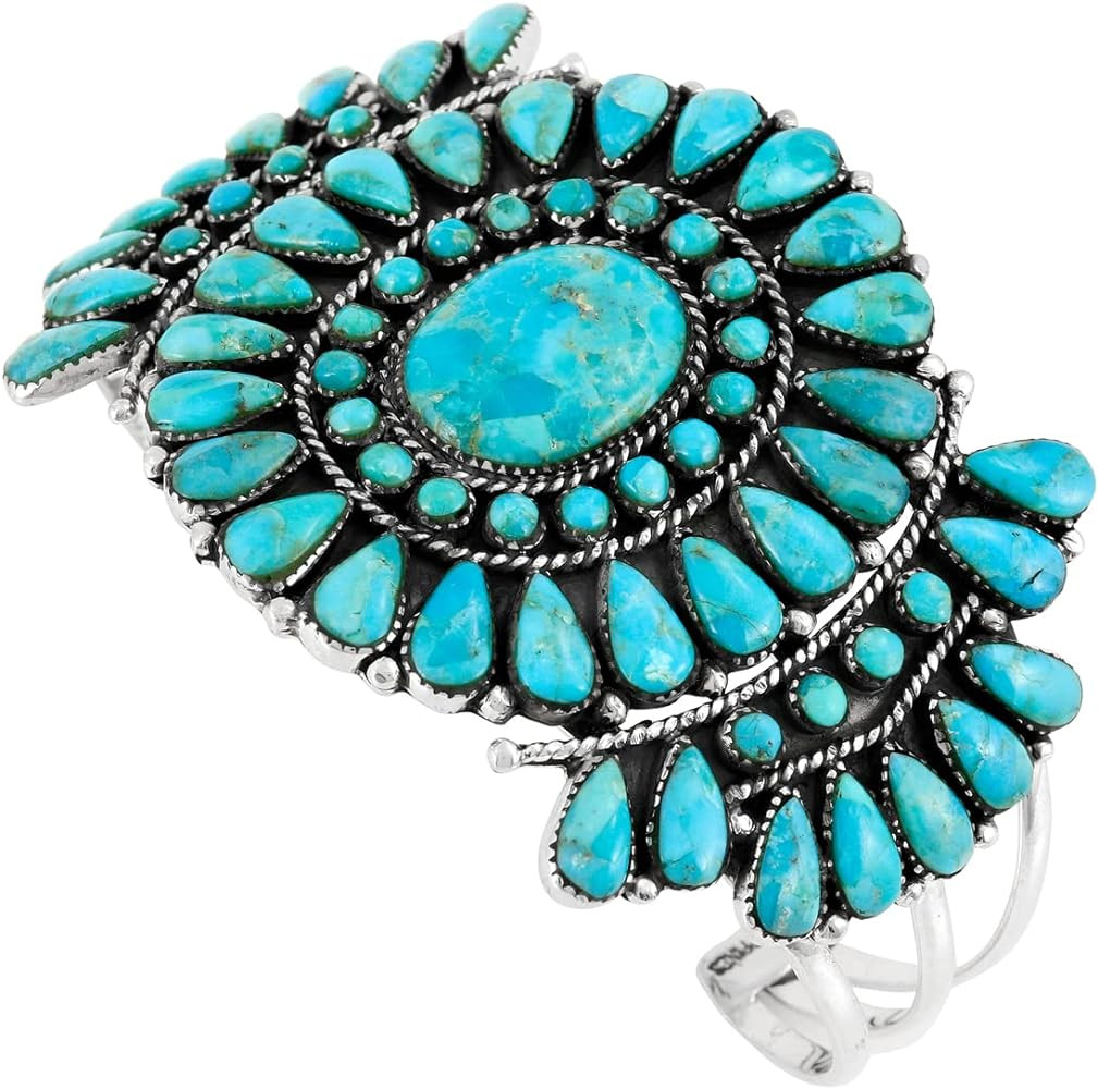 Turquoise Bracelet Sterling Silver 925 Genuine Turquoise | Amazon (US)
